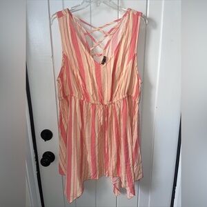 Torrid Striped Babydoll Dress Size 1 Peach
